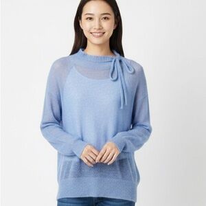 Tela 9 Mo Hair Blend Blue Bow Neck Pullover Sweater Size Small